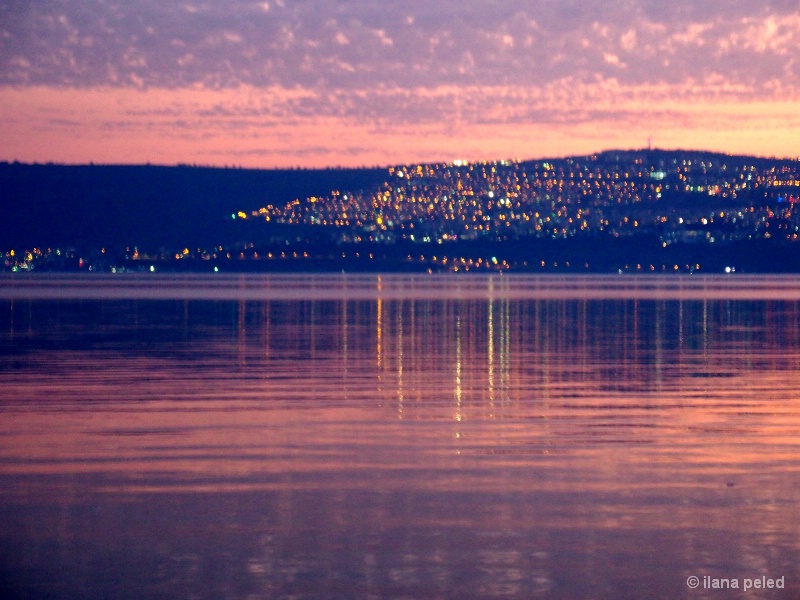 Tiberias in twilight glow