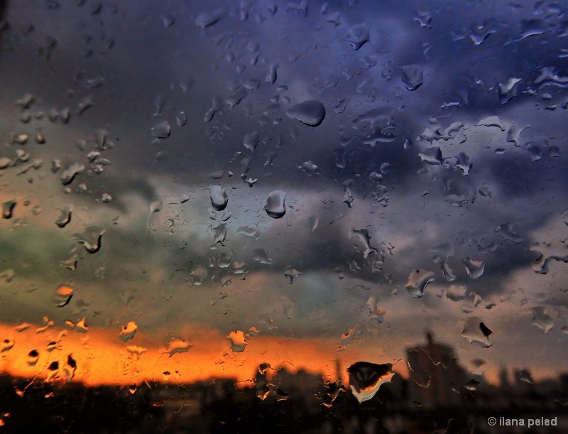 rainy urban sunrise
