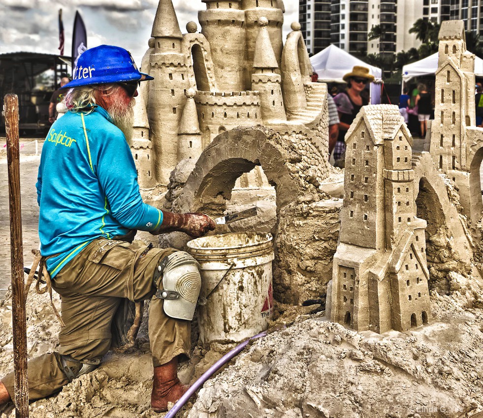 Professional Sand Sculpturer at Work