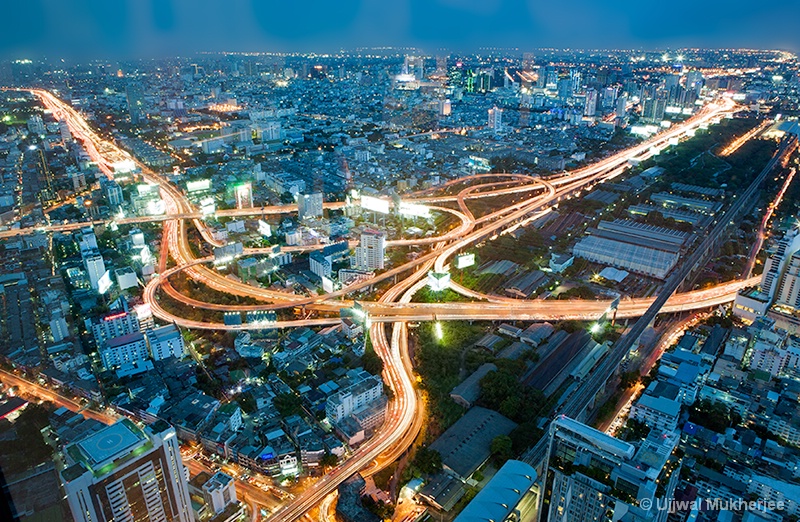 Bangkok -Traffic Light Trail 