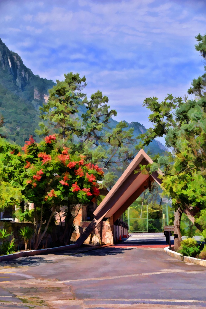 THE ENTRANCE TO THE HOTEL