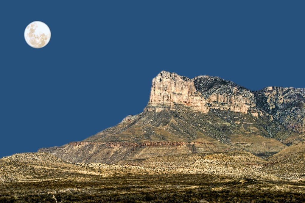 Guadalupe Peak And The Moon