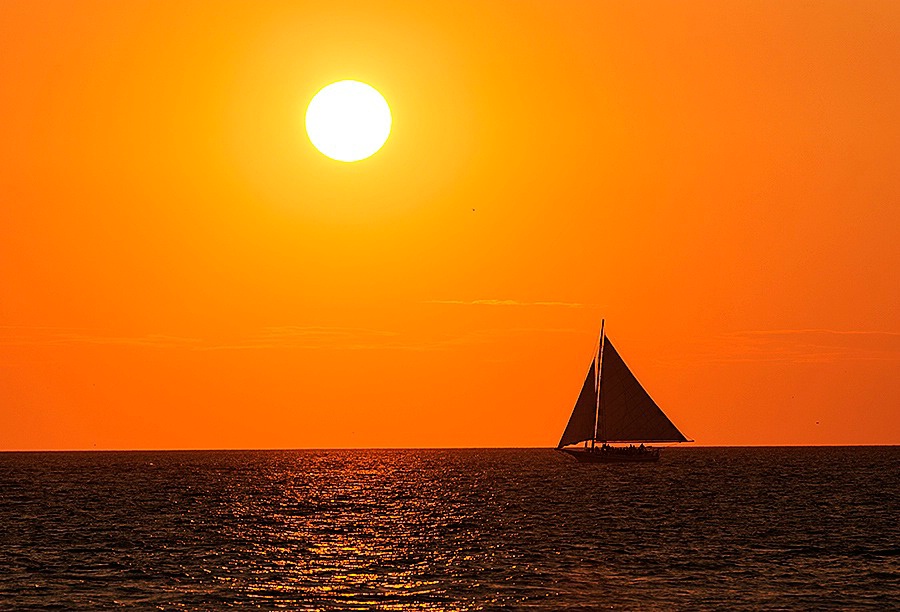 Sailboat at Sunset, Ocracoke NC - ID: 15618933 © John D. Jones