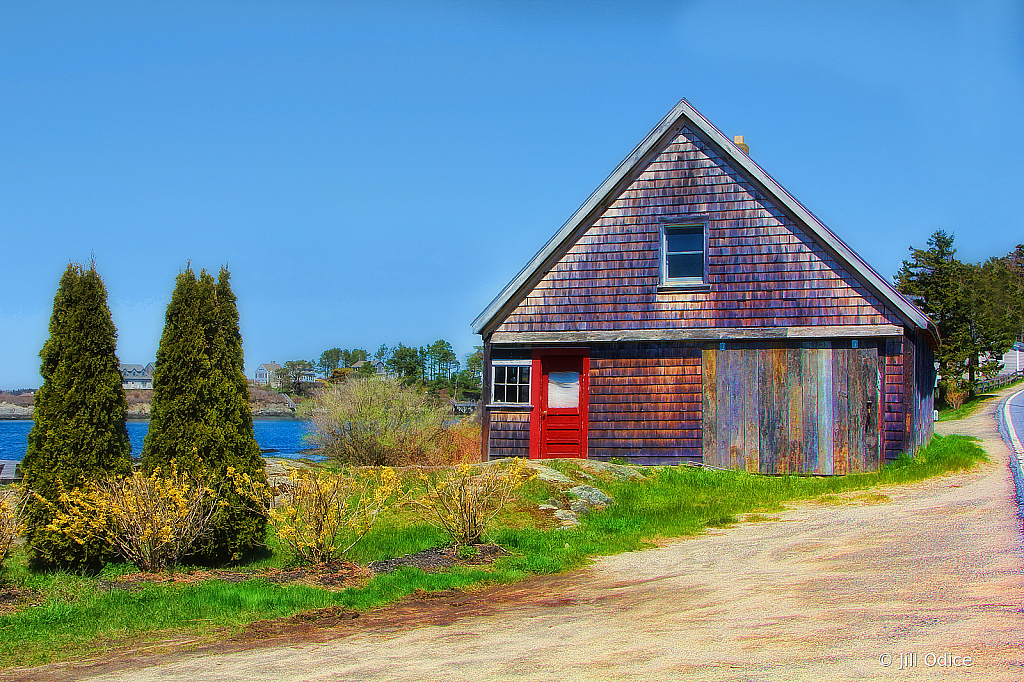 Garage With Red Door