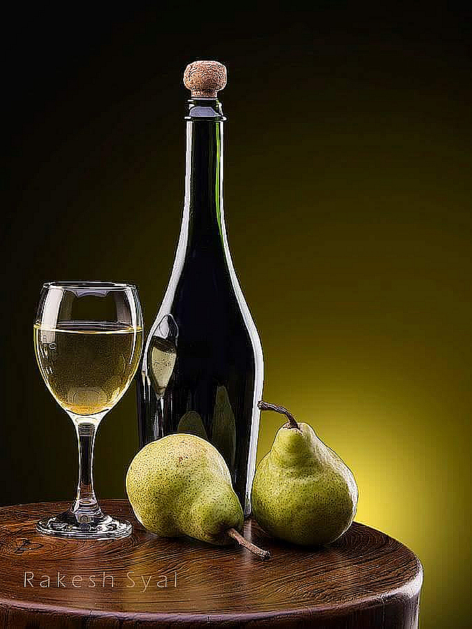 Still Life with wine & pears