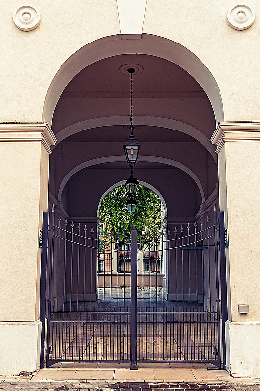 Three Lanterns In A Corridor