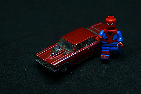 Spiderman and a car