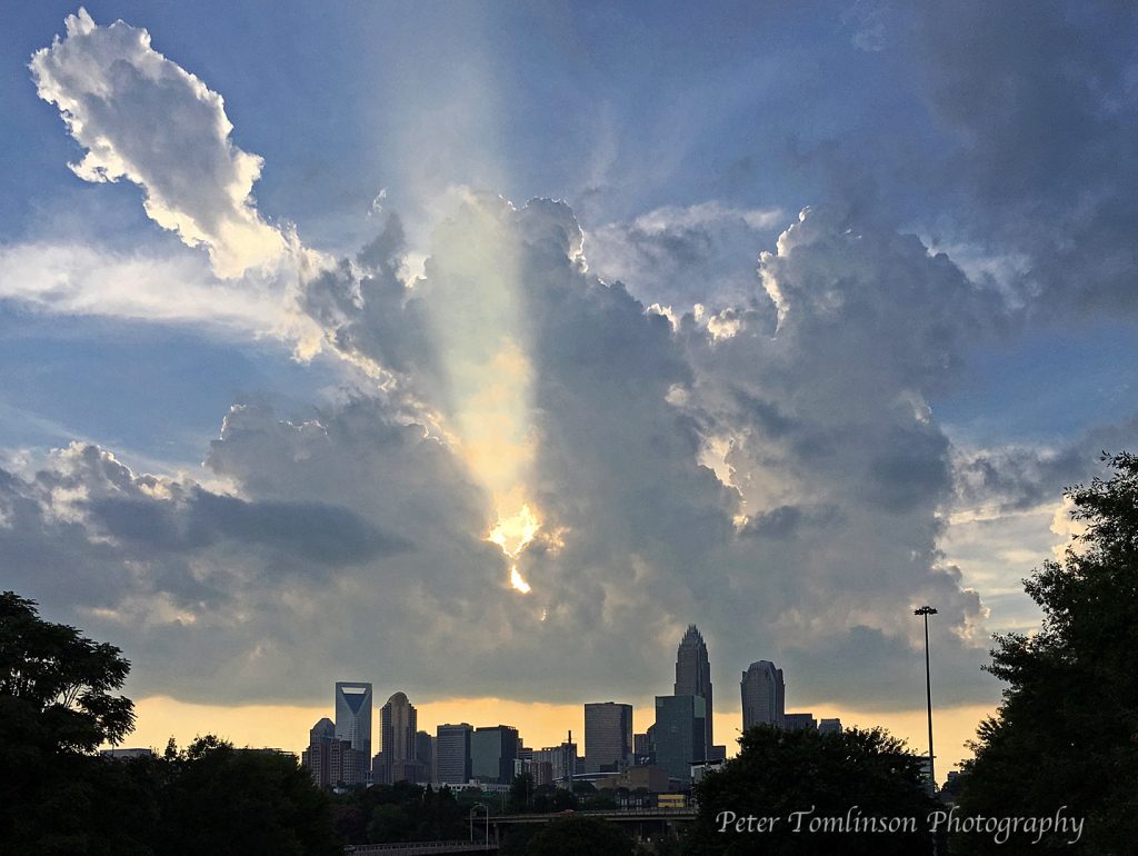 Charlotte skyline before the storm