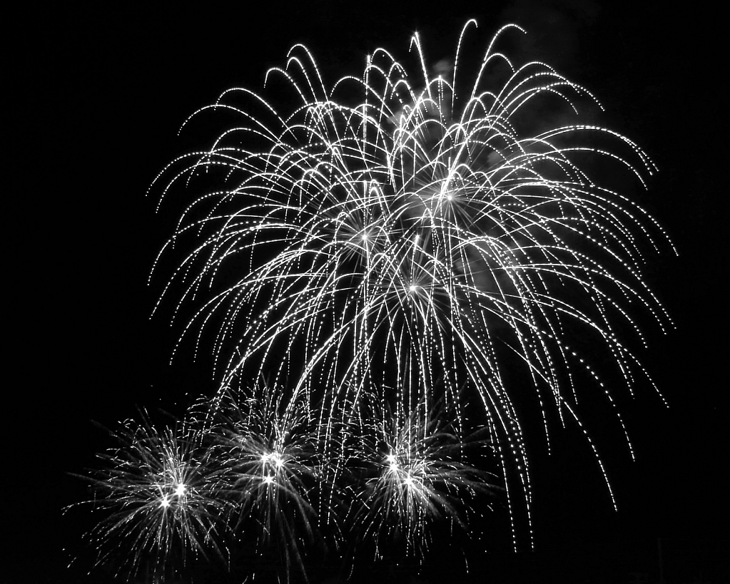 fireworks in b&w