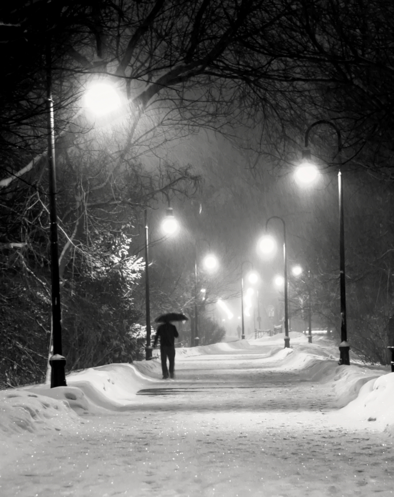 Snowy night in Boston