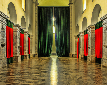 Hall with Red Curtains