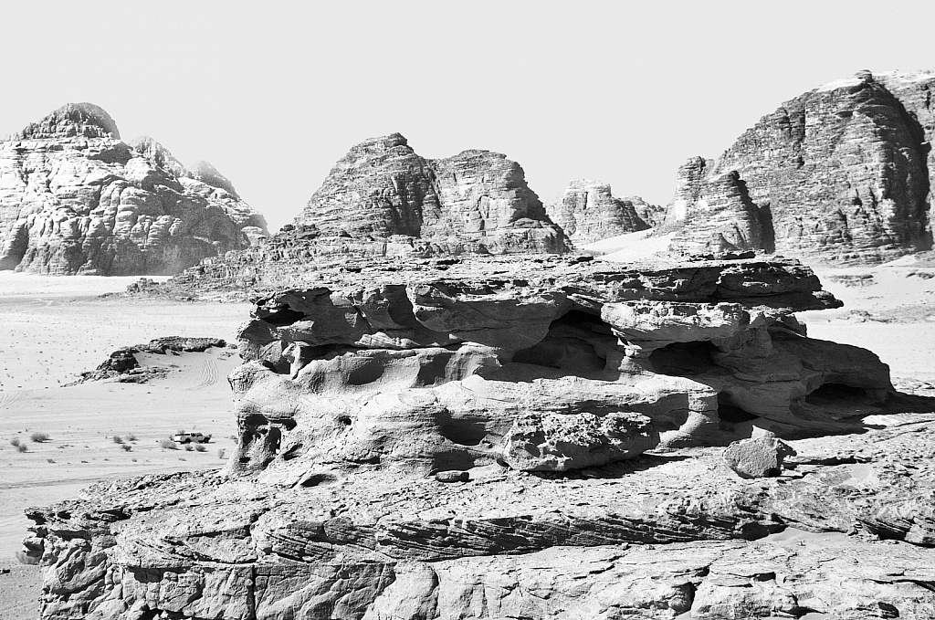 Roch formation at Wadi Rum in BW