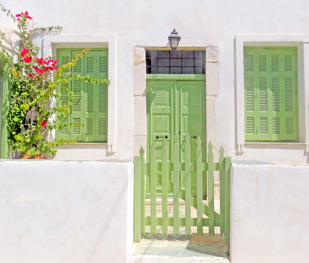 Aegean island home entrance.