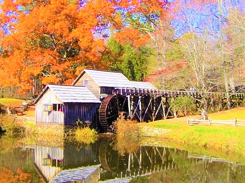 MABRY MILL POND<br>COOL FALL REFLECTIONS