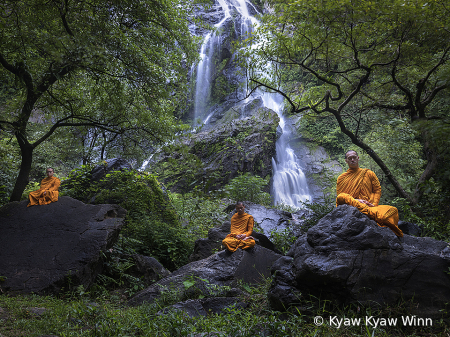 The Monks and Waterfall