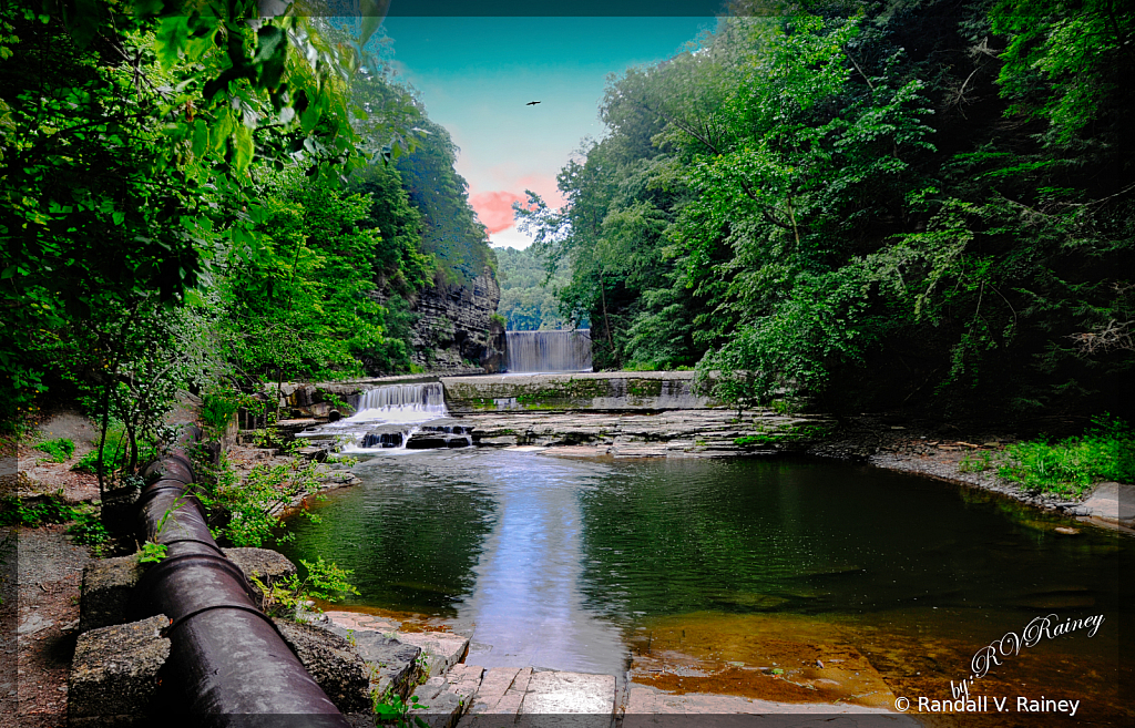 Waterfall from dam in Ithica NY  HD