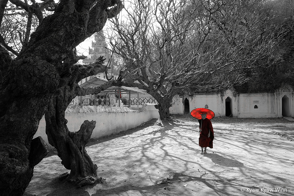 The Novice with Red Umbrella - ID: 15810466 © Kyaw Kyaw Winn