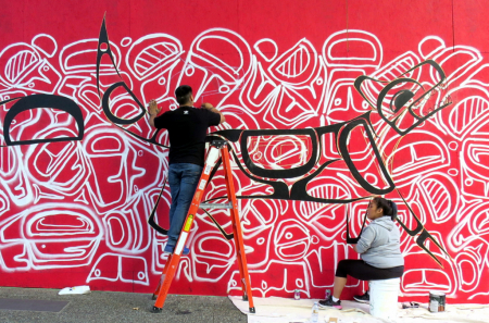 Mural artists at work