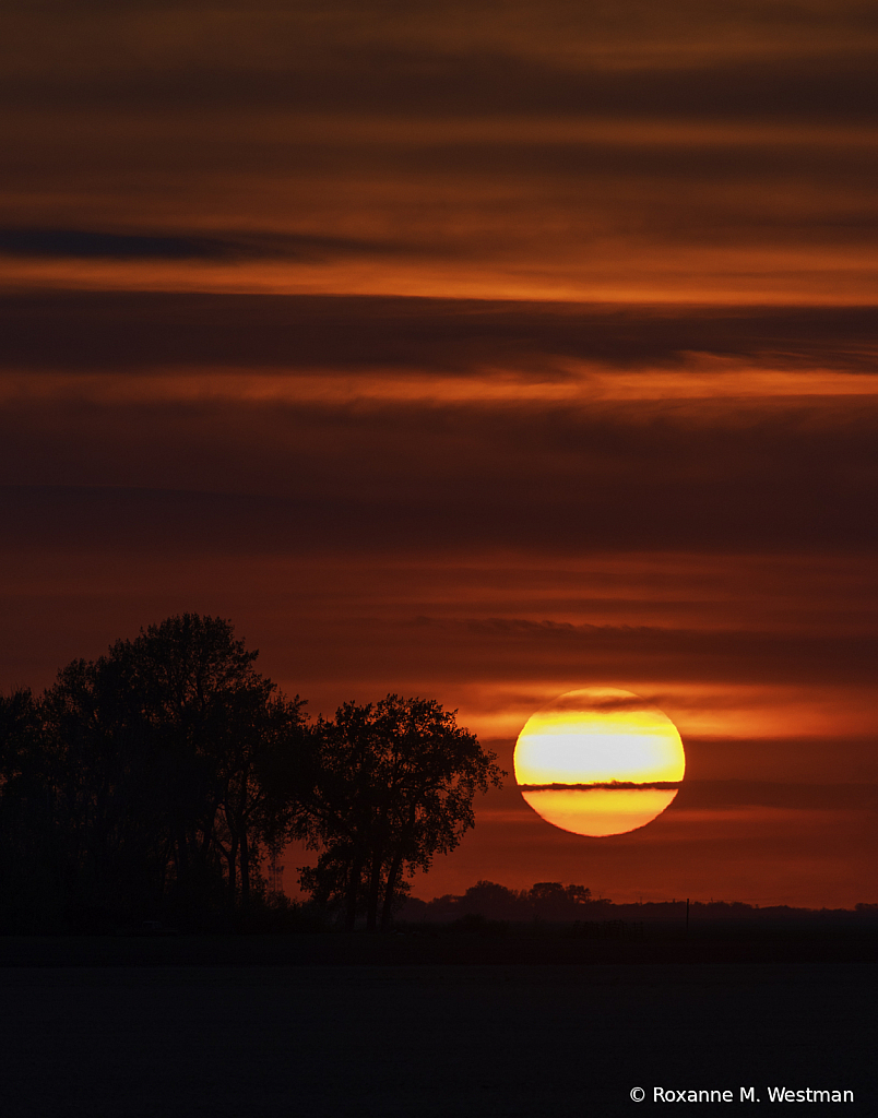 North Dakota hazy sunset