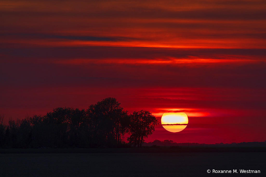 North Dakota hazy sunset landscape