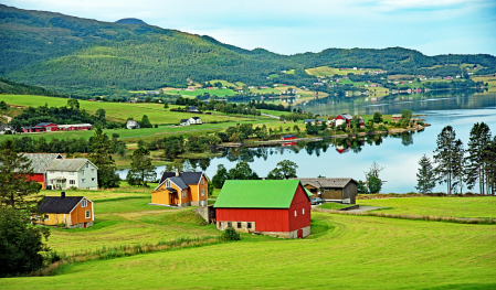 Barns in Norwegian village.