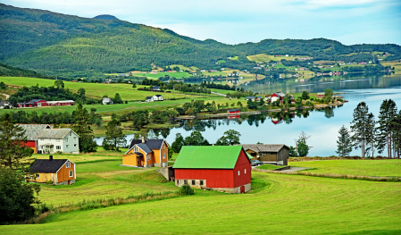 Barns in Norwegian village.