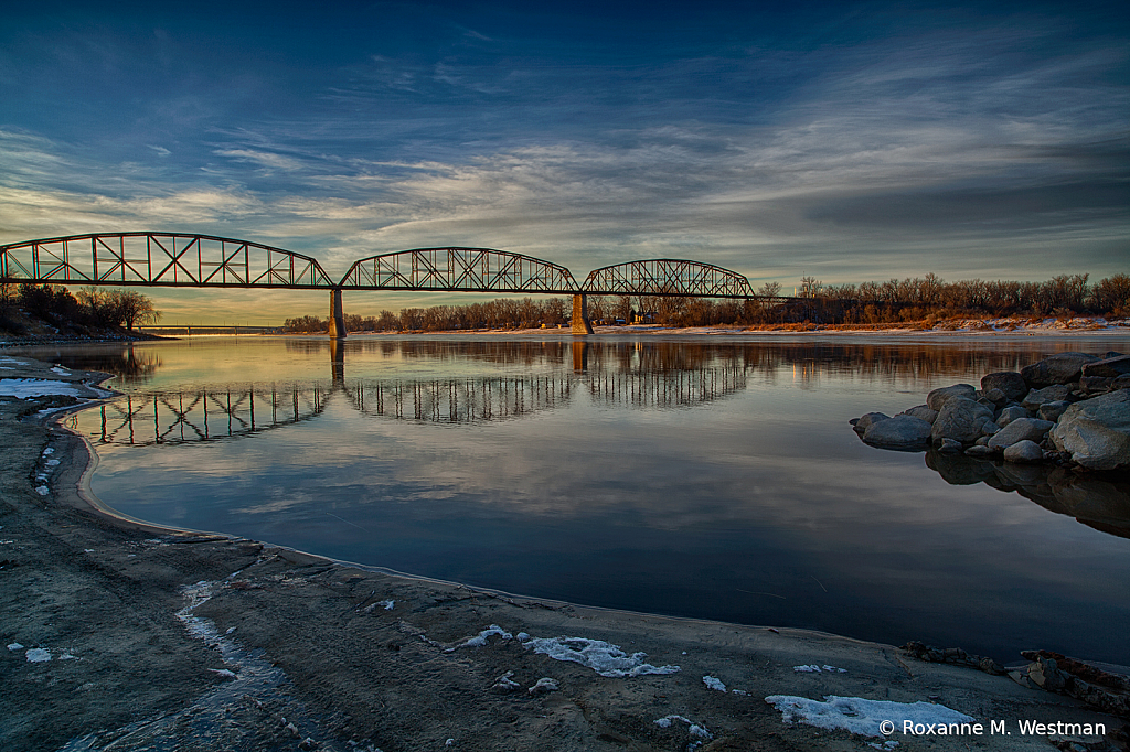 Bismarck Railroad bridge at sunrise