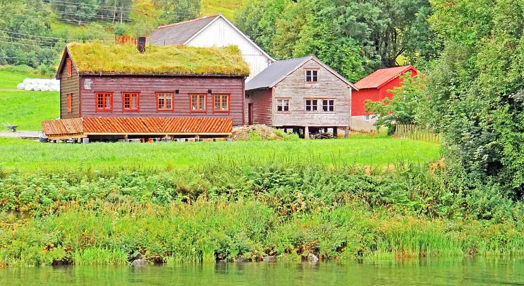 Wooden Barns and House.