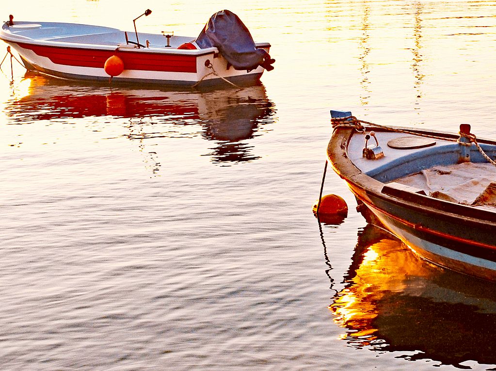 Boats and reflections.