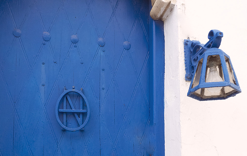 Blue Door and Lamp