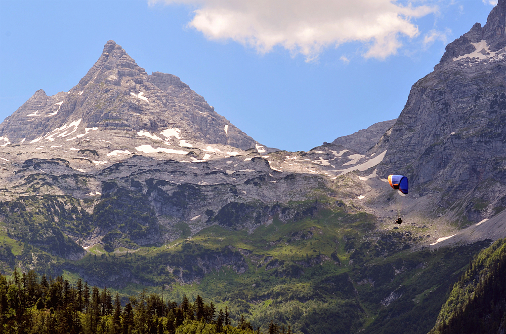 paraglider with mountain view