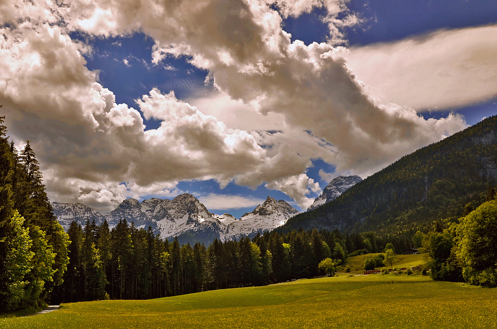 mountain view with clouds