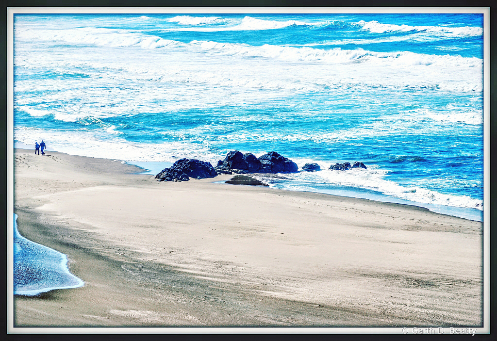 Beach Walking by Pacific Ocean in Oregon 