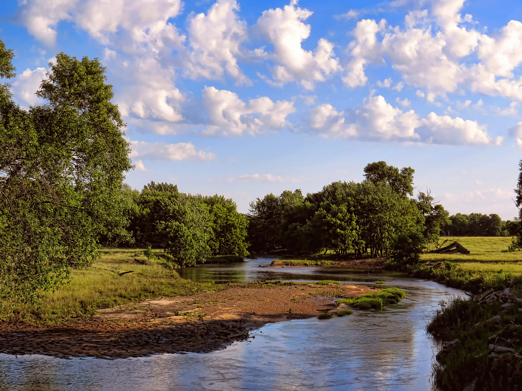 Puffy Clouds Over The Shell Rock River