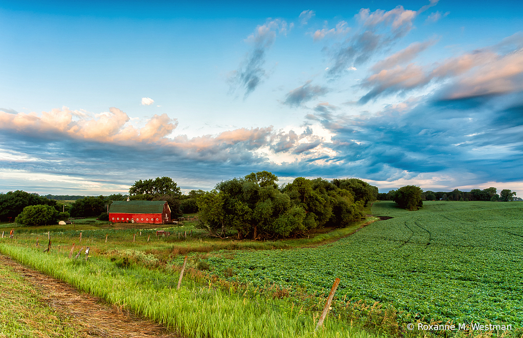 Red barn in the North Dakota landscape