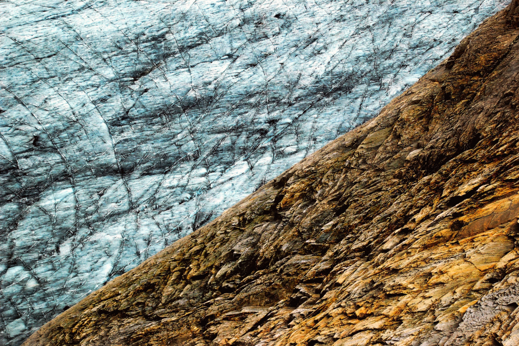 glacier ice and rocks