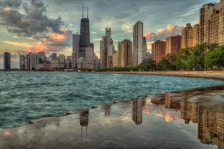 Chicago Sunrise Reflection