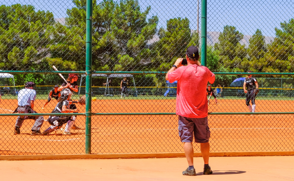 Proud papa at the ballgame