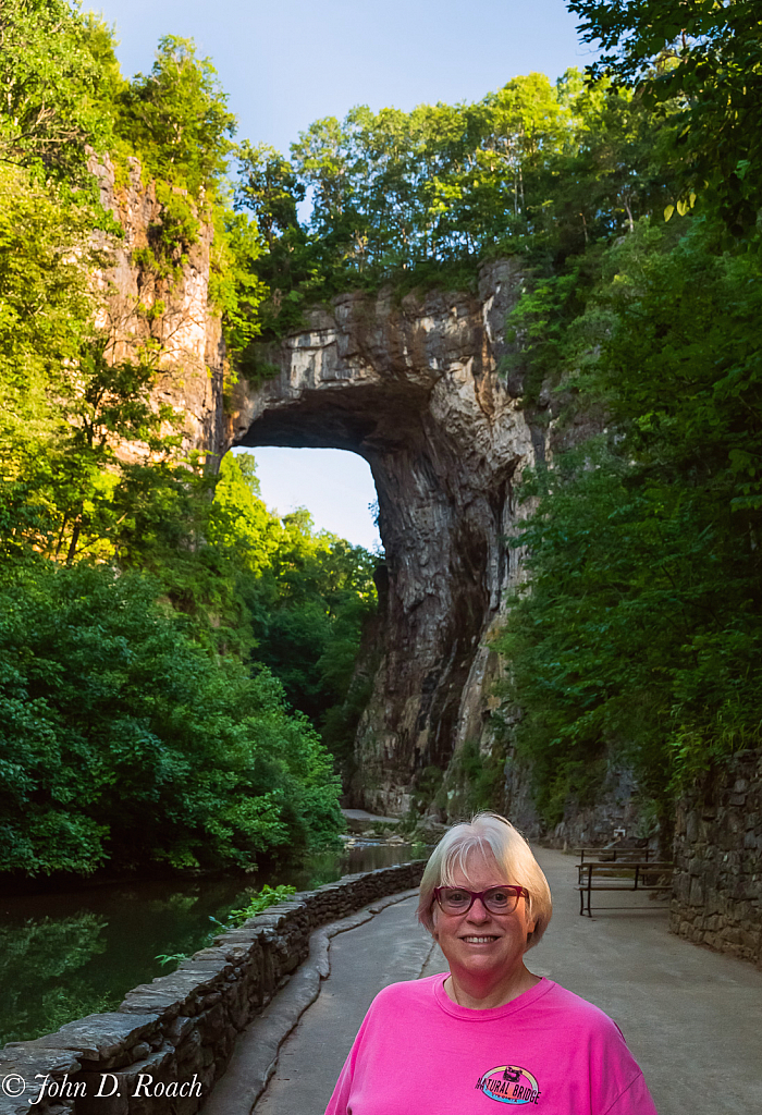 My wife in the morning at Natural Bridge, Virginia