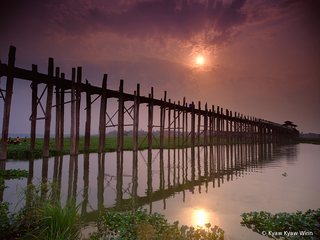 Sunrise Over Wooden Bridge - ID: 15837374 © Kyaw Kyaw Winn