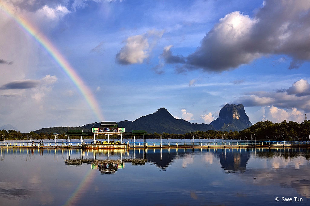 Rainbow and lake