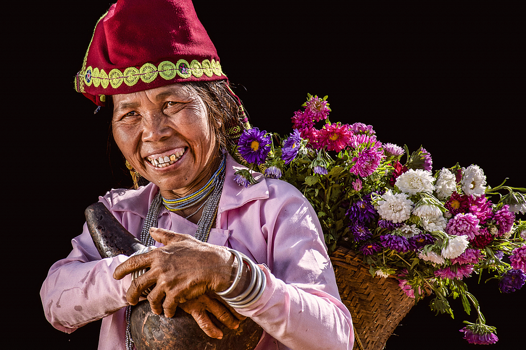 Woman with flowers