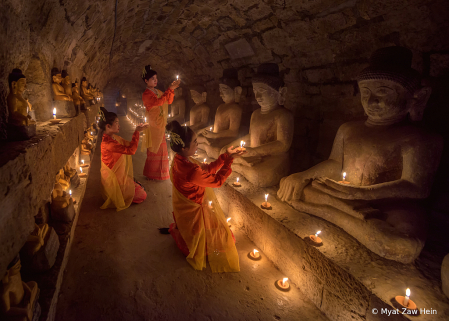 Candle Lights As Offertory To Buddha