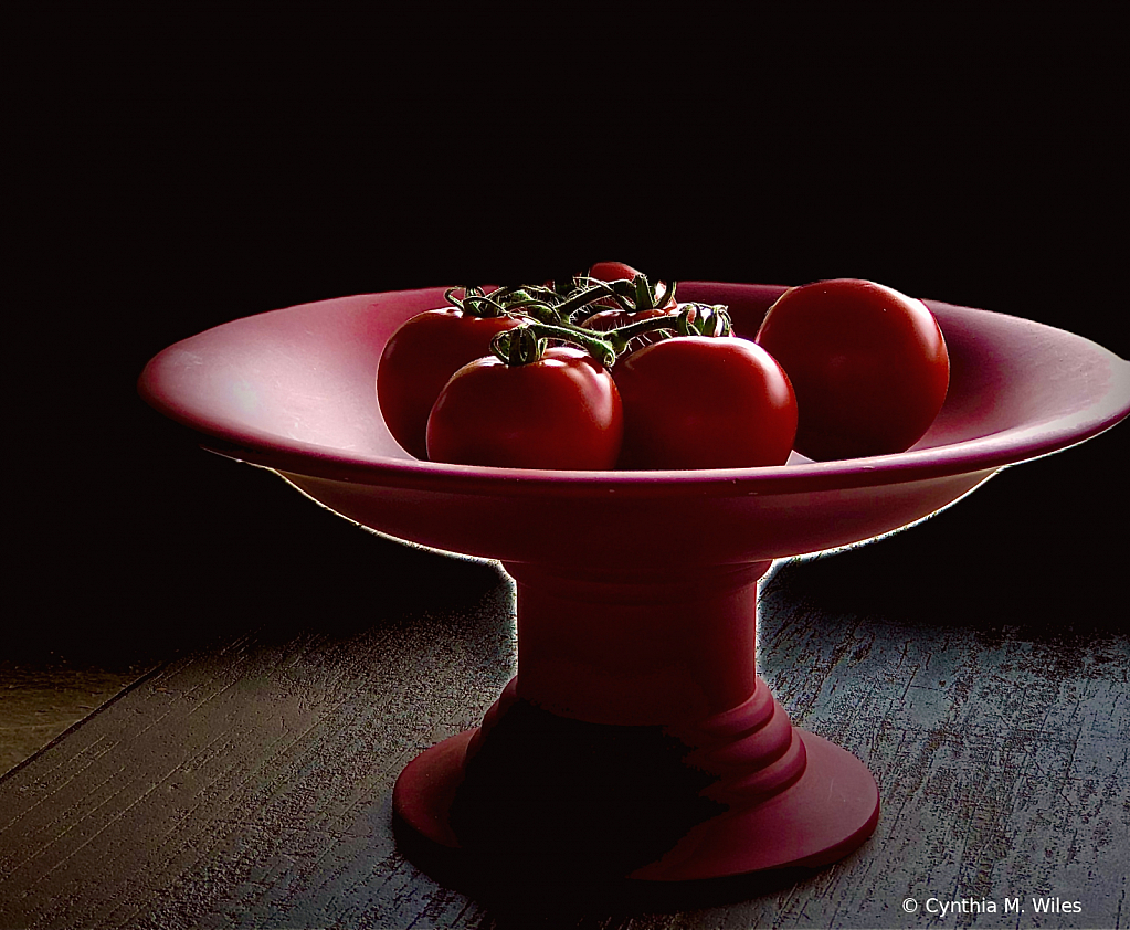 Red Tomatoes In Red Bowl