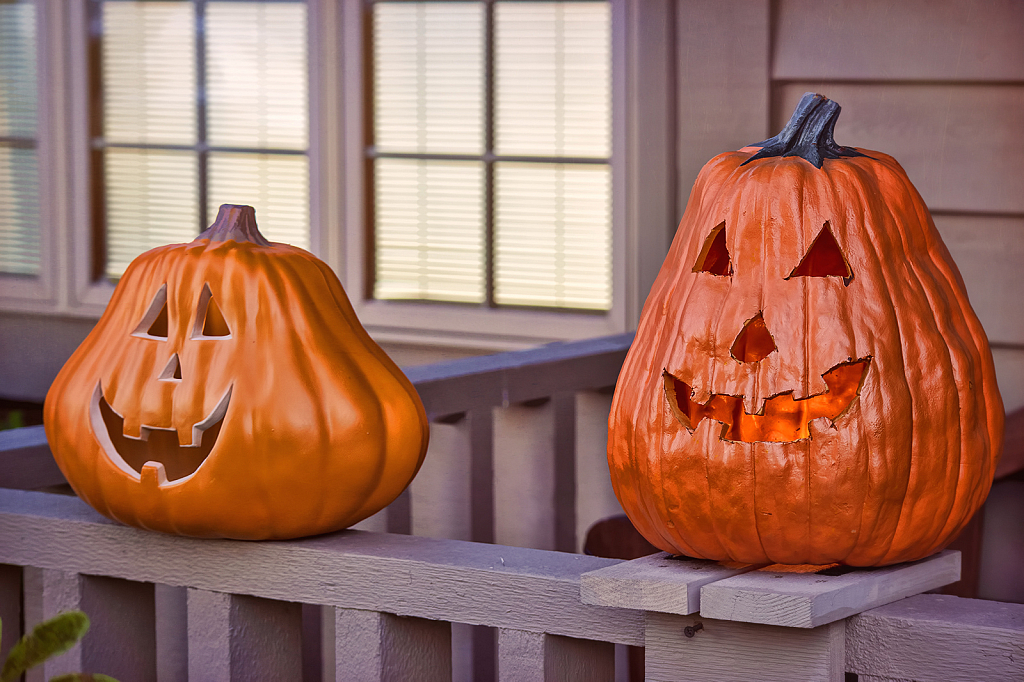 Jack-O-Lanterns on the Porch