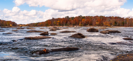 Low on the water of the James River in Autumn