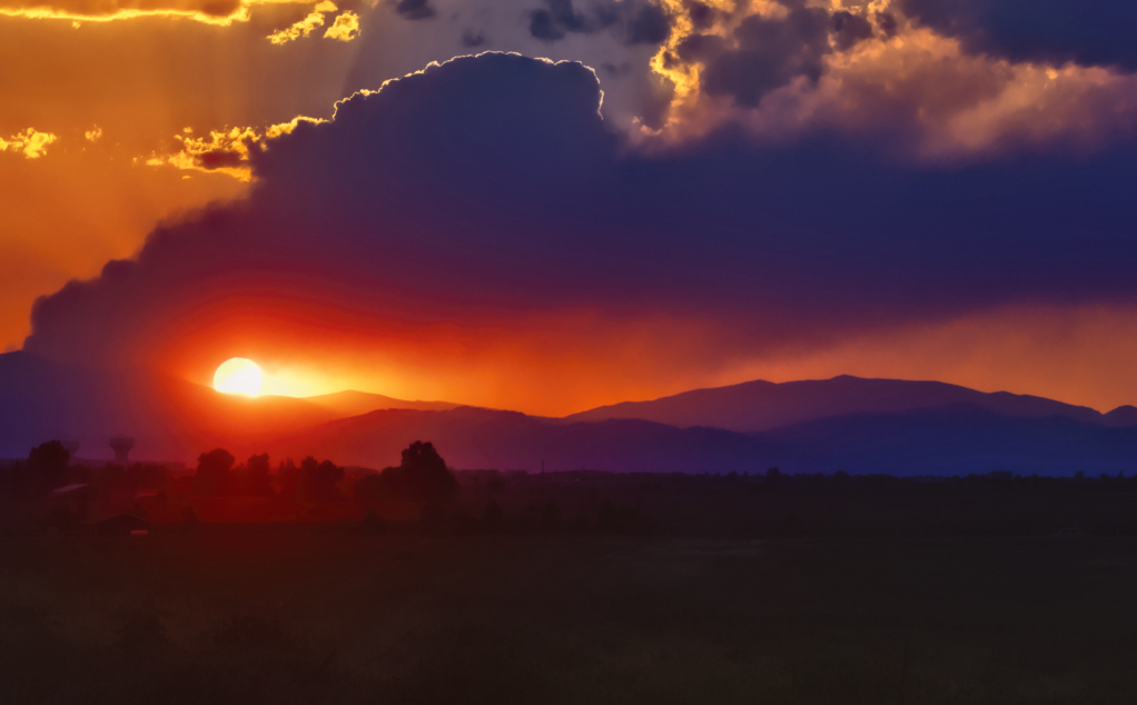 Colorado flag sunset 