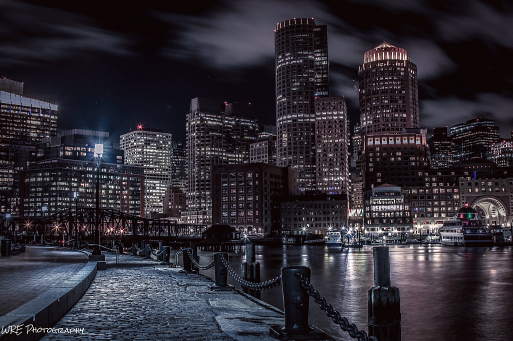 Cold Winter Night at Boston Seaport