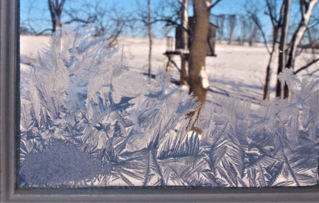 Ice Crystals on Farm House Window