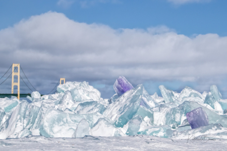 Blue Ice at Mackinaw Bridge